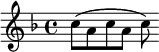 {\clef treble \key f \major \time 4/4 (c''8 a'8 c''8 a'8 c''8)}