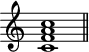 
\header {
  tagline = ##f
}

\score {
  \new Staff \with {
    \remove "Time_signature_engraver"
  }
  \relative c'' {
    \key c \major
    \time 9/1
    \tempo 1 = 60
    \autoBeamOff
    \clef treble
    \override Rest #'style = #'classical

      << c,1 f a c >>

    \bar "||"
  }
  \layout {
    \context {
      \Score
      \remove "Metronome_mark_engraver"
    }
  }
  \midi {}
}
