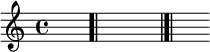 { \relative c'' { s1 \bar ".|" s1 \bar ".|." s1 \bar "|.|" s1 \bar ""}  }