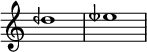 {
\omit Score.TimeSignature \relative c'' { deh1 eeseh } }