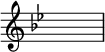 {\key bes\major\override Staff.TimeSignature.stencil=##f \skip 1}\layout {indent = #0 line-width = #26 ragged-last = ##f}