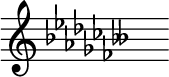 { \magnifyStaff #3/2 \omit Score.TimeSignature \set Staff.keyAlterations = #`((6 . ,FLAT)(2 . ,FLAT)(5 . ,FLAT)(1 . ,FLAT)(4 . ,FLAT)(0 . ,FLAT)(3 . ,FLAT)(6 . ,DOUBLE-FLAT)) s^"" }