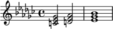 
\relative c' {
  \key es \minor
 <c es ges>2 <d f as> <es ges bes>1
}
