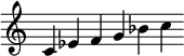 
\new staff \relative c'  {\time 9/4 \override Score.BarLine.stencil = ##f \override Score.TimeSignature.stencil = ##f c ees f g bes c}
 