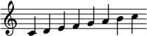 
\new staff \relative c'  {\time 8/4 \override Score.BarLine.stencil = ##f \override Score.TimeSignature.stencil = ##f c d e f g a b c}
 