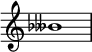 {
\override Score.TimeSignature #'stencil = ##f
\relative c'' {
  \clef treble \time 1/1 \tweak Accidental.stencil #ly:text-interface::print \tweak Accidental.text \markup { \concat { \flat \doubleflat }}beses1
} }