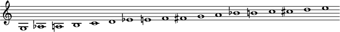 
\version "2.18.2"
\header {
  tagline = ##f
}

\score {
  \new Staff \with {
    \remove "Time_signature_engraver"

  }
  \relative c' {
    \key c \major
    \time 20/1
    \tempo 4 = 82
    \autoBeamOff
    \clef treble
    \override Rest #'style = #'classical
  % gamme harpe de David
   g1 aes a b c d ees e f fis g a bes b c cis d e

  }
  \layout {
    \context {
      \Score
      \remove "Metronome_mark_engraver"

    }
  }
  \midi {}
}
