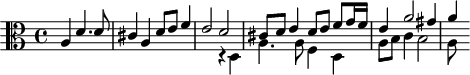 
\version "2.18.2"
\header {
  tagline = ##f
  % composer = "Johann Pachelbel"
  % opus = "Fugue sur le Magnificat ''primi toni'' no. 2, P.258"
  % meter = ""
}

\score {
<<
  \relative c' {
    \clef alto
    \key c \major
    \time 4/4
    \override TupletBracket #'bracket-visibility = ##f 

     %s8*0^\markup{Aria}
     \partial 2. \stemUp
     a4 d4. d8 | cis4 a d8 e f4 | e2 
     << { d2 | cis8 d e4 d8 e f g16 f e4 a2 gis4 | a} 
     \\ { r4 d,,4 | a'4. a8 f4 d | a'8 b c4 b2 | a8 } >> 

  }
>>
  \layout {
     #(layout-set-staff-size 17)
     \context { \Score \remove "Metronome_mark_engraver" 
     \override SpacingSpanner.common-shortest-duration = #(ly:make-moment 1/2)
     }
  }
}
