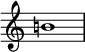  {
\override Score.TimeSignature #'stencil = ##f
\relative c'' {
   \clef G \time 4/4 b!1
} }

