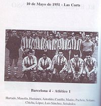 تشكيلة أتلتيكو تطوان التي واجهت نادي برشلونة في البطولة الإسبانية موسم 1951/1952 على ملعب ماركيز دي فاريلا بتطوان، المباراة عرفت فوزا كاسحا لبرشلونة بأربعة أهداف مقابل هدف واحد لأتلتيكو تطوان.