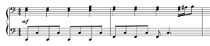 Musical notation for the introduction to "Imagine", by John Lennon.