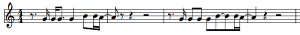 Musical notation for the main vocal melody to "Imagine", by John Lennon.