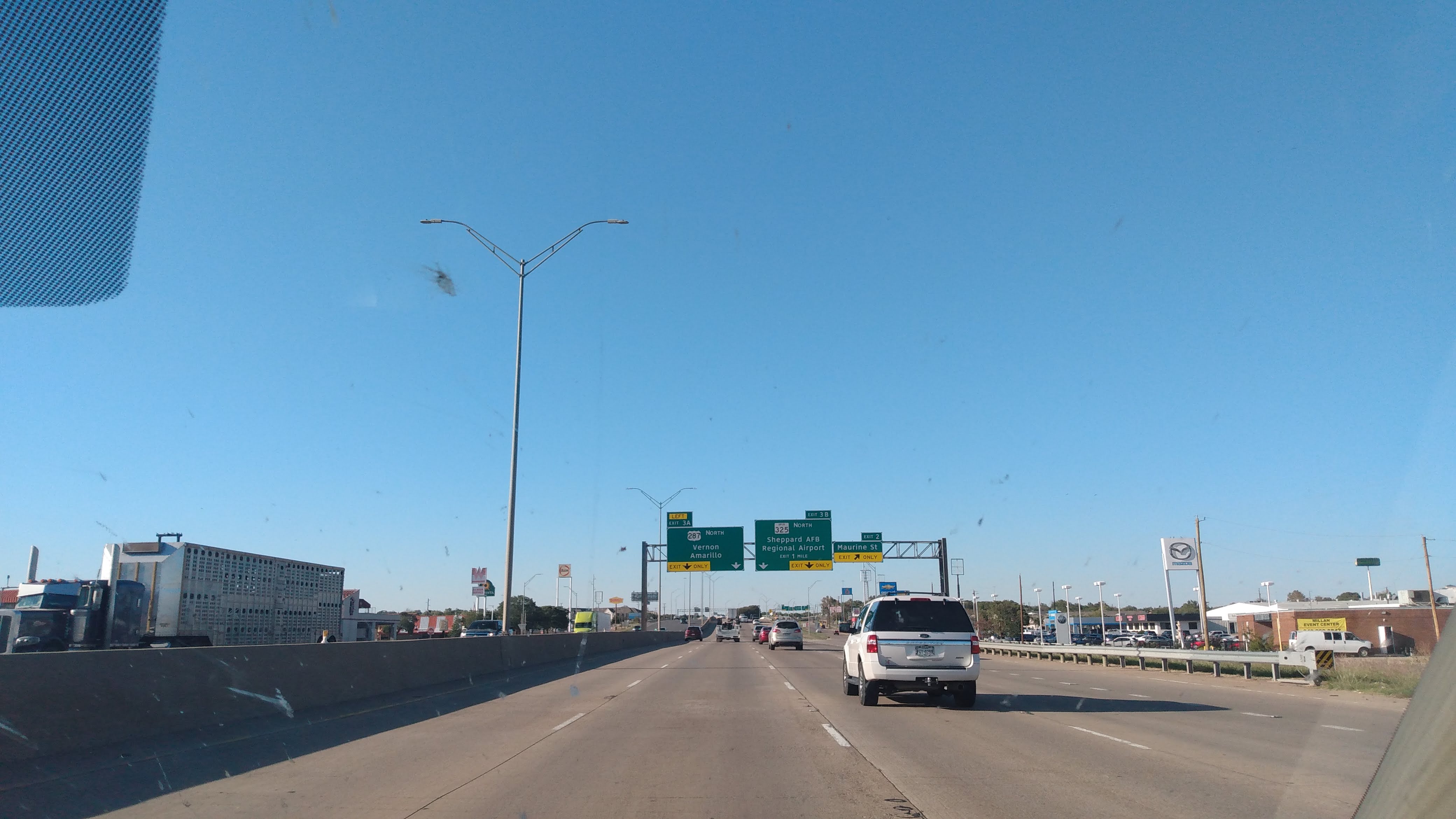 Northbound I-44 at exit 2 in Texas in 2023.