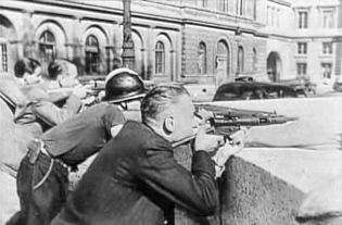 The uprising against the Germans in Paris began on 19 August 1944, with the takeover of the police headquarters and other government buildings (La Libération de Paris 1944)