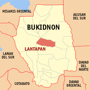Mapa han Bukidnon nga nagpapakita kon hain an Lantapan