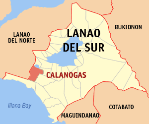 Mapa han Lanao del Sur nga nagpapakita kon hain nahamutang an Calanogas