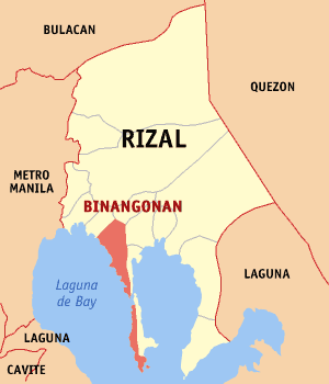 Mapa han Rizal nga nagpapakita kon hain nahimutang an Binangonan
