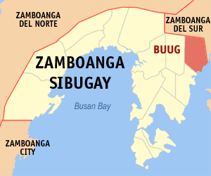 Mapa han Zamboanga Sibugay nga nagpapakita kon hain nahamutangan an Buug
