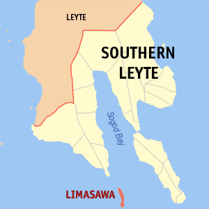 Mapa han Southern Leyte nga nagpapakita kon hain nahamutangan an Limasawa