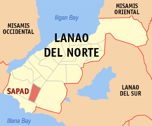 Mapa han Lanao del Norte nga nagpapakita hon hain nahamutangan an Sapad