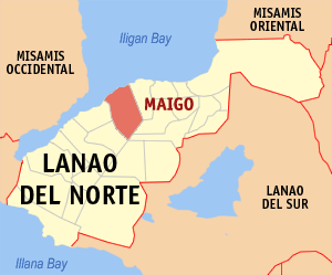 Mapa han Lanao del Norte nga nagpapakita hon hain nahamutangan an Maigo