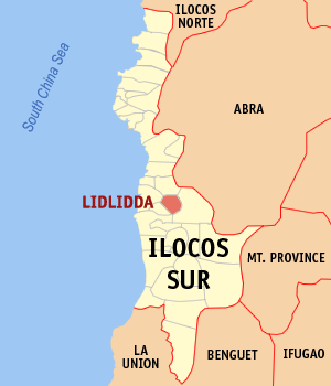 Mapa han Ilocos Sur nga nagpapakita kon hain nahamutang an Lidlidda