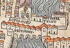 Le Petit-Pont sur le plan de Truschet et Hoyau (1550).