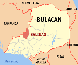 Mapa han Bulacan nga nagpapakita kon hain nahimutang an Baliwag