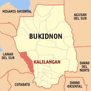 Mapa han Bukidnon nga nagpapakita kon hain an Kalilangan