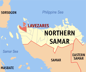 Mapa san Northern Samar nga nagpapakita kon hain an Lavezares