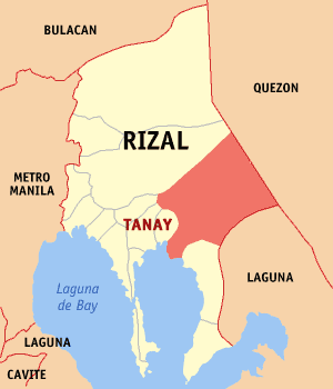 Mapa han Rizal nga nagpapakita kon hain nahimutang an Tanay