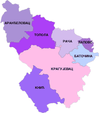 Положај општине Топола у Шумадијском управном округу