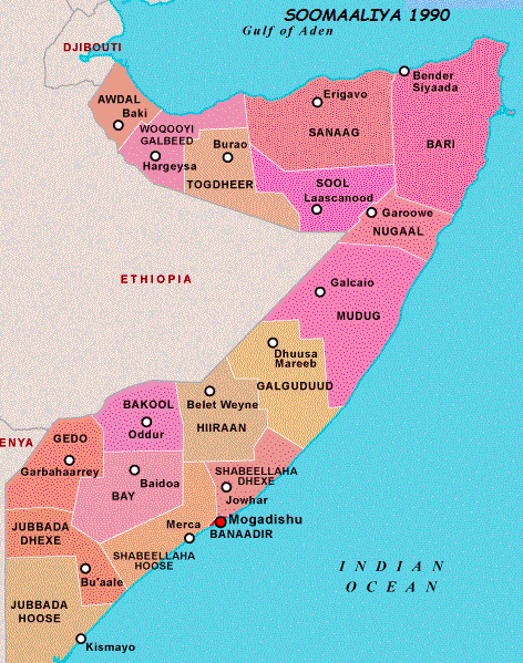 Map of the sites related to the Somali civil war [145]