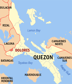 Mapa han Quezon nga nagpapakita kon hain nahimutang an Dolores