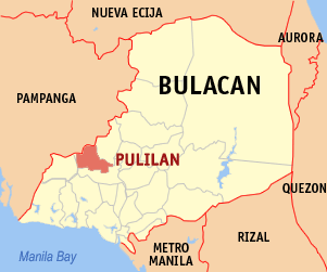 Mapa han Bulacan nga nagpapakita kon hain nahimutang an Pulilan