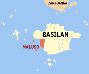 Mapa han Basilan nga nagpapakita kon hain nahamutang an Maluso