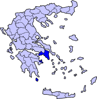 Location of Athens in Greece