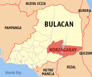 Mapa han Bulacan nga nagpapakita kon hain nahimutang an Norzagaray