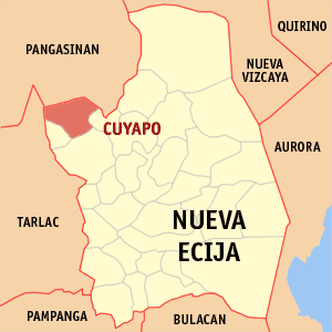 Mapa han Nueva Ecija nga nagpapakita kon hain an Cuyapo