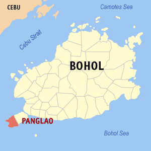 Mapa han Bohol nga nagpapakita kon hain nahamutangan an bungto han Panglao