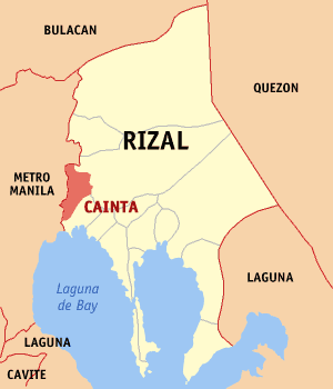 Mapa han Rizal nga nagpapakita kon hain nahimutang an Cainta