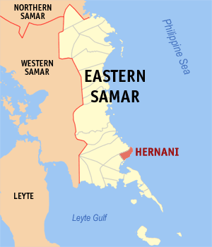 Mapa han Sinirangan nga Samar nga nagpapakita kon hain an Hernani