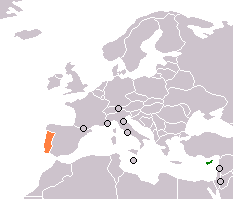 Lage von Zypern und Portugal