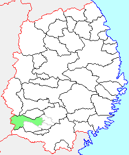 胆沢町の県内位置図