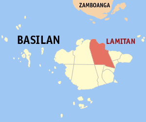 Mapa han Basilan nga nagpapakita kon hain nahamutang an Syudad han Lamitan