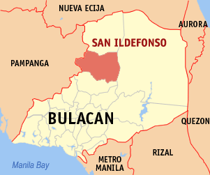 Mapa han Bulacan nga nagpapakita kon hain nahimutang an San Ildefonso