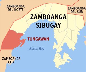 Mapa han Zamboanga Sibugay nga nagpapakita kon hain nahamutangan an Tungawan