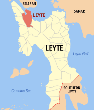 Mapa han Leyte nga probinsya nga nagpapakita kon hain an Bungto han Leyte