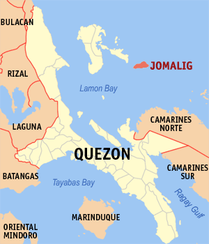 Mapa han Quezon nga nagpapakita kon hain nahimutang an Jomalig
