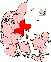 Localização do condado de Århus na Dinamarca.